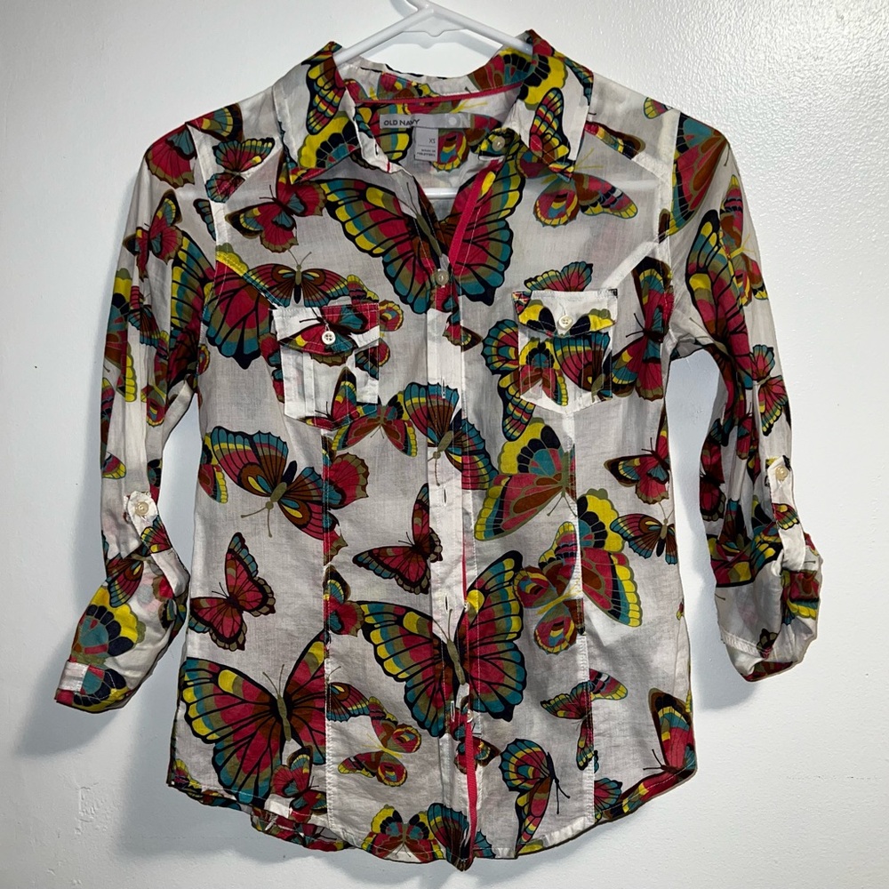 NWOT Old Navy western butterfly button up country girl shirt